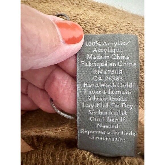 Vince Camuto Womens One Size Cap Sleeve Frayed Sweater Shaw With Pockets Brown - Picture 11 of 11